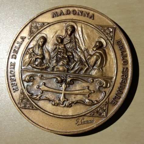 Medaglia EFFIGE DELLA MADONNA DELLO SPEDALE RIUNITI SANTA CHIARA IN PISA 1957.