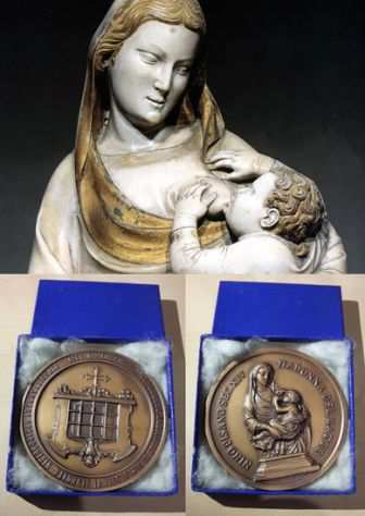 Medaglia Nino Pisano Sec. XIV Madonna del latte, 1960.