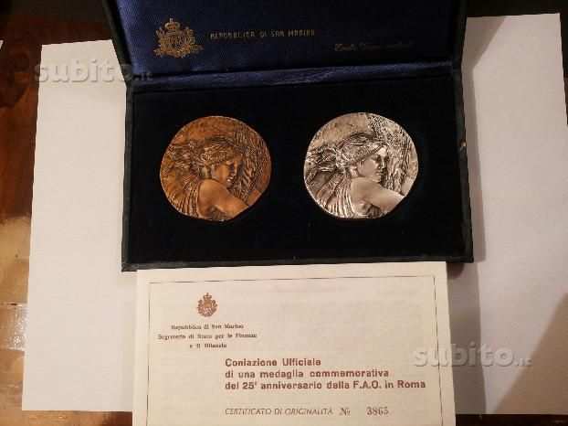 Medaglie comm xxv anniversario FAO San Marino1976