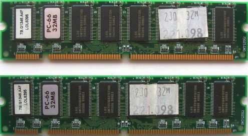 Memoria ram 32MB 168-pin 16chip 2x8 PC66 SDRAM DIMM, 2 moduli