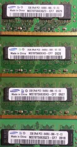 MEMORIA RAM - KIT 8GB(4x2GB) DIMM PC2 DDR2 6400U SAMSUNG - FUNZIONANTI