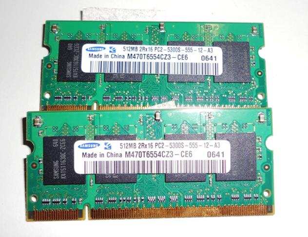 MEMORIA RAM SODIMM 512MB PC2-5300 667MHz Tipo di ricambio Usato Euro 7