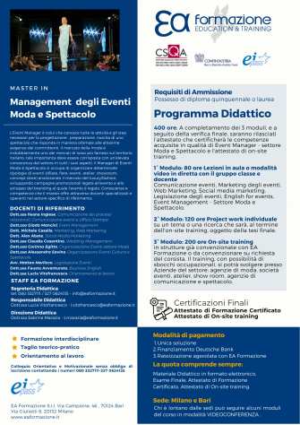 MEMS18 - Master in Management Eventi Moda amp Spettacolo