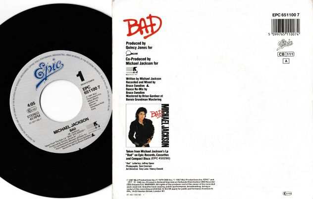 MICHAEL JACKSON - Bad  I Cant Help It - 7  45 giri 1987 EPIC