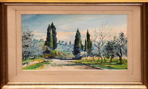 Michele Ortino pittore olio su cartone paesaggio