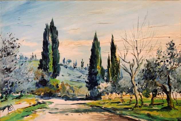 Michele Ortino pittore olio su cartone paesaggio