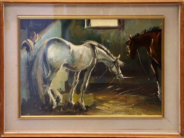 Michele Ortino pittore olio su tela Cavalli