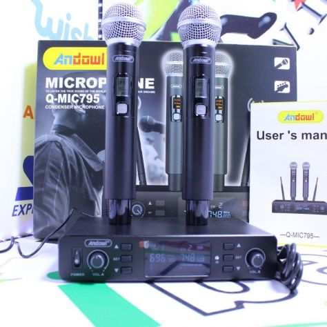 Microfoni x2 wireless UHF professionali dinamici senza fili karaoke feste DJ chi