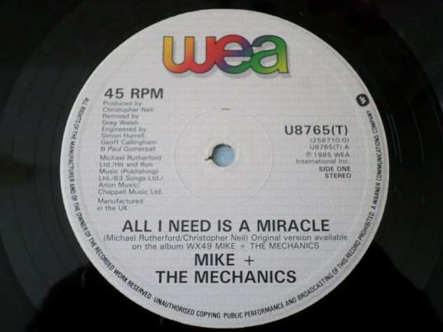 MIKE amp THE MECHANICS (Genesis) All I need is a miracle - 12  MAX 45 giri 1986