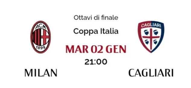 Milan-Cagliari Coppa italia