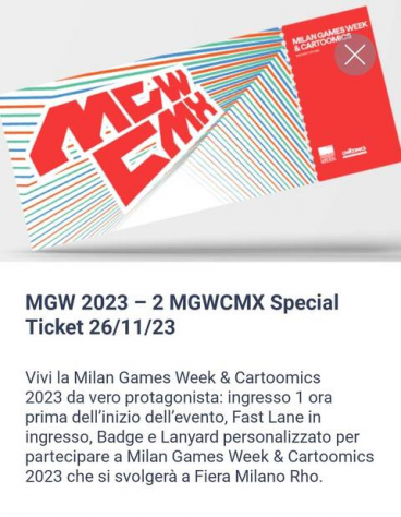 Milan Games Week Special Ticket domenica 26 Novembre