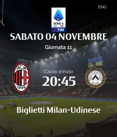 MILAN UDINESE 2 biglietti Secondo Arancio