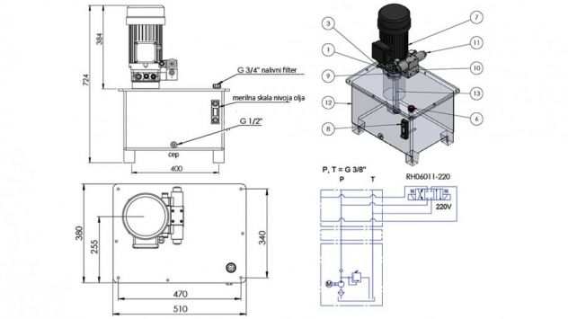 MINI AGGREGATO CILINDRICO 380V AC (4 kW) - 8 cc - 12 litmin - cisterna 40 lit