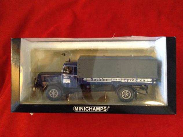 Minichamps 143 - 1 - Modellino di camion - ref. 439 079021 Buessing 8000 S Canvas Truck quotDachfer Spedition Kemptenquot 1954 - limited edition