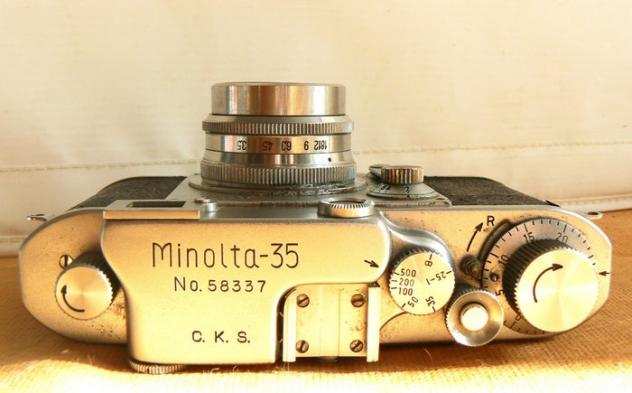 Minolta -35 model II (C.K.S.), with Keihankoki Proskar 3.5-75mm lens. Japan 1953. Fotocamera a telemetro