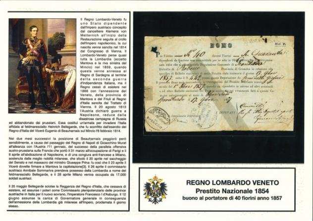 Miscellaneous - Italy - Lombardy Venetia Kingdom. - 40 Fiorino 1857 - Regno Lombardo - Veneto - Prestito Nazionale 1854