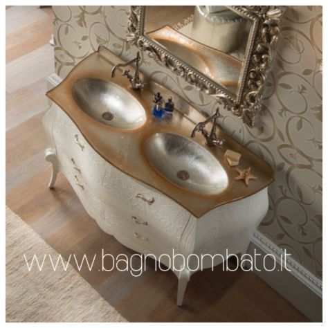 Mobile bagno doppio lavabo Bombato massello
