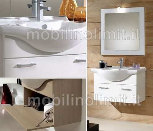 Mobile Bagno Sospeso - Bianco Lucido (105 cm) - Nuovo