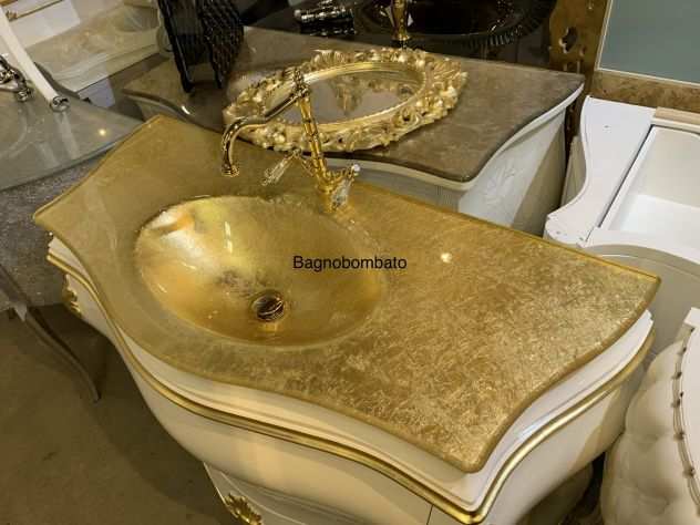 Mobile bagno stile barocco bombato massello oro