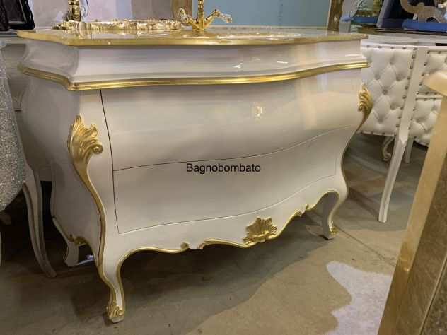 Mobile bagno stile barocco bombato massello oro