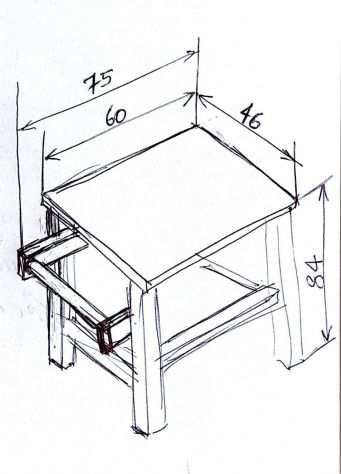 Mobiletto cucina in legno massello