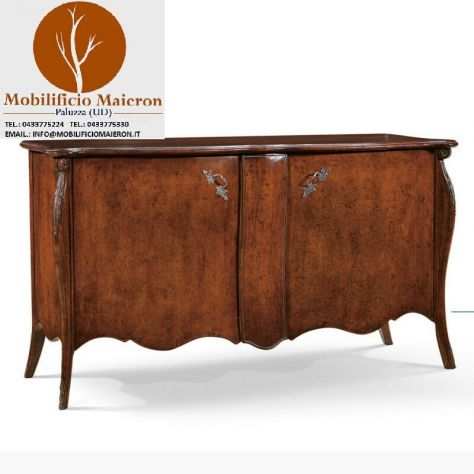 Mobili Classici Credenza Legno 2 Porte Sagomata Intagliata Arte Povera cod 11514