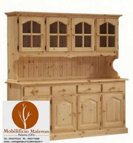 Mobili Rustici Country Arredo Taverna in Legno Credenza 4 Ante in Legno Massell