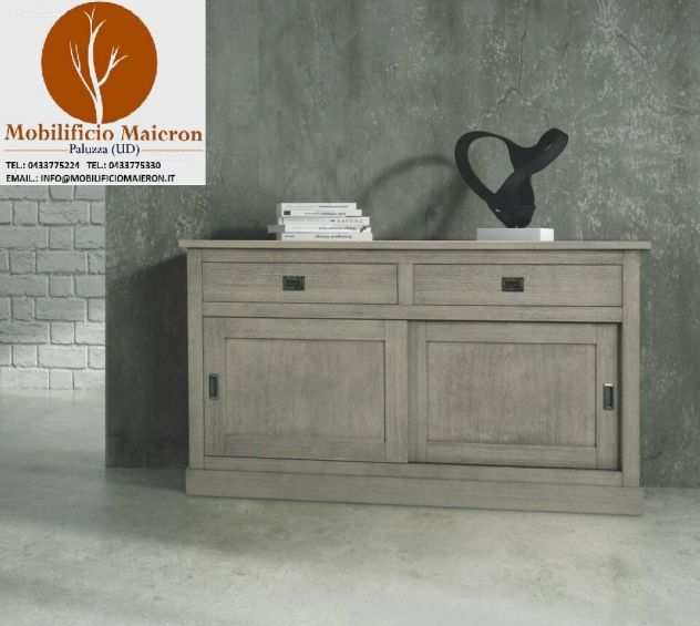 Mobili Teramo Legno Credenza Moderna 2 Ante Scorrevoli 2 Cassetti Rovere cd204M