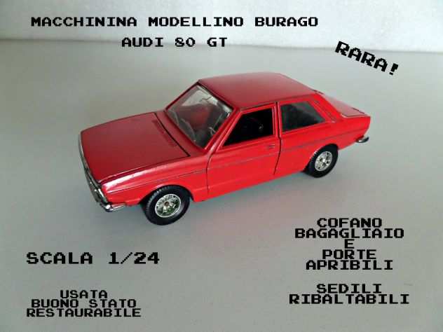 Modellino Auto Burago vintage Audi 80 GT Scala 124