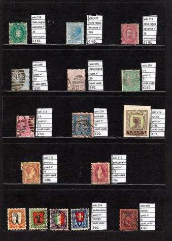 mondiali 1850 - Mondiali 1850 - Collezione di classici mondiali timbrati e nuovi no gum cat. euro 1652 - yvert sassone