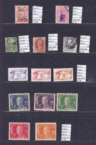 mondiali 18501950 - Collezione di classici paesi mondiali timbrati MNH e MH - yvert