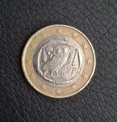 Moneta 1 Euro Grecia 2007 con gufo