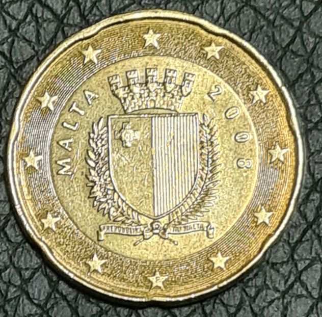Moneta 20 eurocent Malta 2008 Con F nella Stella