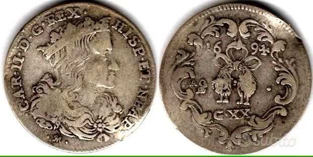 MONETA argento ,Regno di Napoli. Carlo II di Spagna (1665-1700). Tari 1694 BB