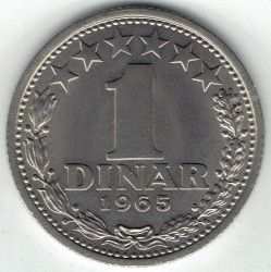 Moneta Jugoslavia 1 dinar, 1965 perfetto