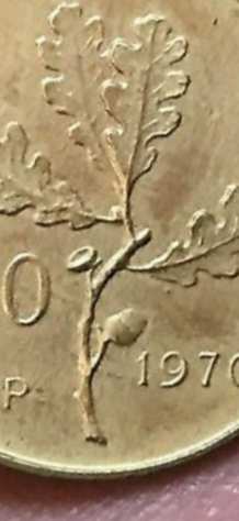 Moneta lire 20 difetto di conio 1970