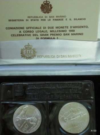 Monete argento san marino formula 1 1989 in astuccio (M19)