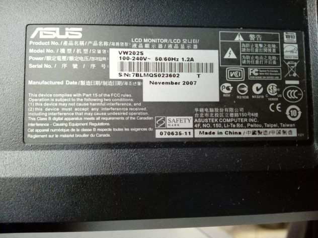 Monitor Asus x pc Display LCD 20quot