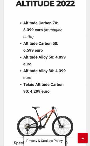 Mtb full carbonio perfetta top componenti Rocky Mountain Altitude tag