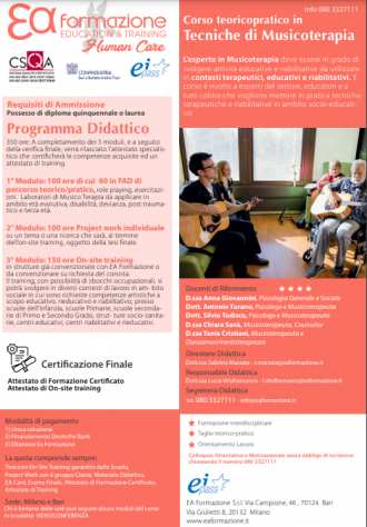 MUS10 - Corso teorico pratico in Tecniche di Musicoterapia