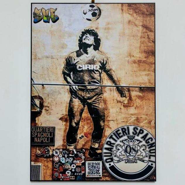 Napoli Murales il Palleggio di Testa del D10S - Diego Maradona - 2023 - Artwork, Stampa su legno