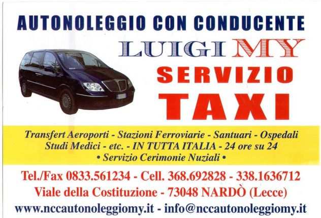 N.C.C.Noleggio con Conducente quotServizio Taxiquot -Nardo- Gallipoli-Lecce