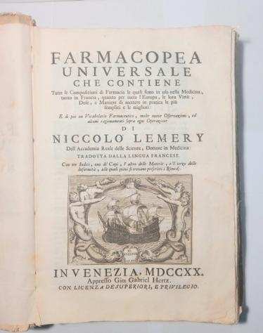 Niccolo Lemery - Farmacopea Universale - 1720
