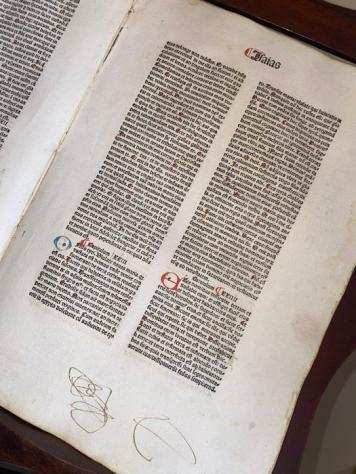 Nicolaus de Lyra - Leaf Italian Incunable Biblia ( Isaia) latina Venice Italy incunabolo - 1482