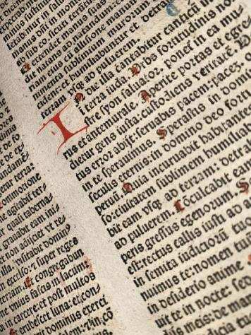 Nicolaus de Lyra - Leaf Italian Incunable Biblia ( Isaia) latina Venice Italy incunabolo - 1482