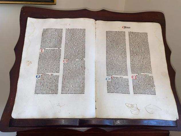 Nicolaus de Lyra - Leaf Italian Incunable Biblia ( Isaia) latina Venice Italy incunabolo - 1482