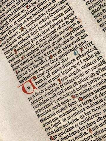 Nicolaus de Lyra - Leaf Italian Incunable Biblia ( Isaia) latina Venice Italy incunabolo - 1482