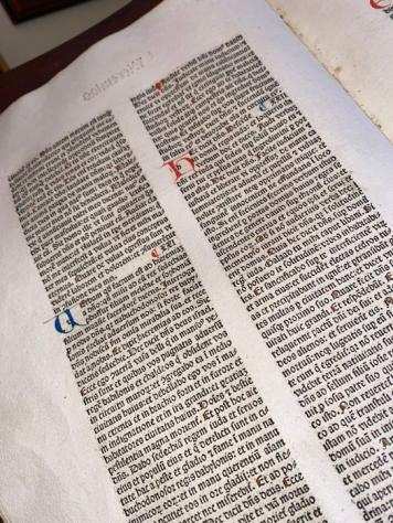 Nicolaus de Lyra - Leaf Italian Incunable Biblia latina Venice Italy incunabolo - 1482