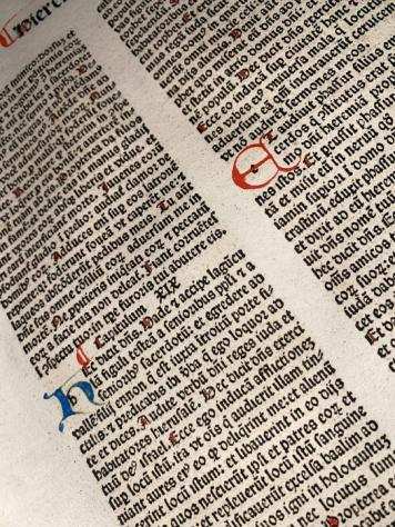 Nicolaus de Lyra - Leaf Italian Incunable Biblia latina Venice Italy incunabolo - 1482