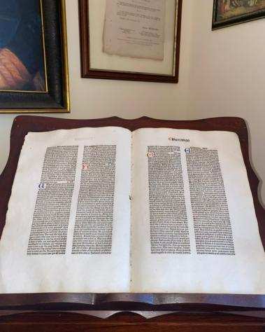 Nicolaus de Lyra - Leaf Italian Incunable Biblia latina Venice Italy incunabolo - 1482